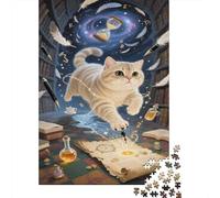 Scottish Fold Jigsaw 1000 Piece Magic Cat Jigsaw Puzzles Image Puzzle Home Decoration Educational Game for Adults 1000pcs (75x50cm)