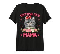 Scottish Fold Mama Cat Mom Pet Owner Kitten Lover Flowers Premium T-Shirt