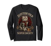 Scottish Fold Scotch Society Vintage Whisky Cat Long Sleeve T-Shirt
