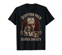 Scottish Fold Scotch Society Vintage Whisky Cat Value Graphic T-Shirt, Men, Black, M