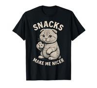 Scottish Fold Snacks Make Me Nicer Cute Cat Humor T-Shirt