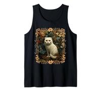 Scottish Fold White Cat in a Vintage Cottage Garden Tank Top