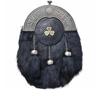 Scottish Full Dress Kilt Sporran - Celtic Cantle Thistle Design, Handcrafted Leather Adjustable Sporran Chain, Ideal for Wedding Dresses Kilt Sporrans for Men (Black - Irish Shamrock Antique)