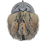 Scottish Full Dress Kilt Sporran with Brown Fur and Antique Silver Thistle Cantle - Traditional Highland Formal Accessory For Men - Leather Sporrans Belt (Brown - Full Dress Thistle Sporran)