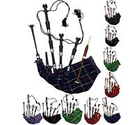 Scottish Full Size Bagpipe Rosewood or Brown Finish with Silver Plain Mounts Free Tutor Book, Carrying Bag, Drone, Reeds (Black, Mackenzie)