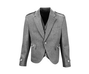 Scottish Gray Wool Argyle Kilt Jacket with Five Button Vest - Traditional Formal Attire for Events & Weddings (UK, Numeric, 48, Regular, Regular, Gray)