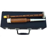 Scottish Great Highland Bagpipes Practice Chanter Natural Rosewood Silver Amounts with Carrying Hard Case/Bagpipe Practice Chanter + 2 Reeds/Dudelsack/Gaita