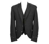 Scottish Grey Wool Argyle Kilt Jacket and Waistcoat Set, Traditional Wedding Formal Wear (UK, Numeric, 40, Regular, Regular)