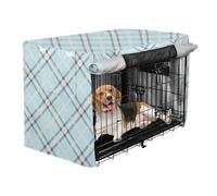 Scottish Grid Dog Cage Covers Puppy Kennel Covers with Roller Shades Light Blue 48 Inch