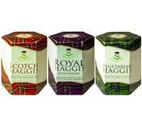 Scottish Haggis Pack of 3: Traditional, Traditional with Venison and Vegetarian Haggis in a Tin - Tinned Scottish Food Gifts Scotland's National Dish