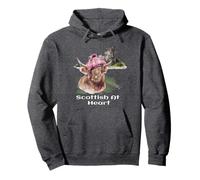 Scottish Heart Design Highland Castle, Cow Breed In Tartan Pullover Hoodie