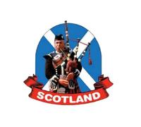 Scottish Heritage Bagpiper Resin Fridge Magnet with Saltire Flag Background, Traditional Scotland Souvenir Collectible Gift