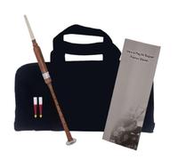 Scottish Highland Bagpipe Practice Chanter - Brown with Silver Mount | Includes Free Reeds, Carry Bag & Learning Book | Beginner & Professional Practice Instrument