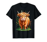 Scottish Highland Cattle Kyloe Domestic Animals Cow Motif T-Shirt