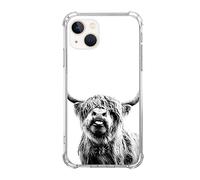 Scottish Highland Cattle Phone Case Compatible with iPhone 14, Hippie Wild Cow Animal Cover for Teens Men Women, Trendy Cool TPU Bumper Case Cover for iPhone 14