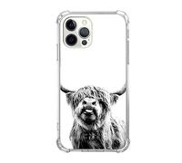 Scottish Highland Cattle Phone Case Compatible with iPhone 15 Pro Max, Hippie Wild Cow Animal Cover for Teens Men Women, Trendy Cool TPU Bumper Case Cover for iPhone 15 Pro Max