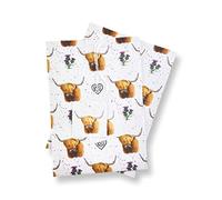 Scottish Highland Cow and Celtic heart 100% recycled and recyclable eco printed gift wrapping paper - 2 sheets and tags