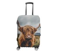 Scottish Highland Cow Animal Luggage Cover Elastic Suitcase Protectors Anti-Scratch Fits 18-32 Inch Case
