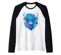 Scottish Highland Cow Cattle Scottish Highlander Hairy Cow Raglan Baseball Tee