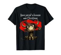 Scottish Highland Cow Christmas Bonnie Wee Holiday Design T-Shirt