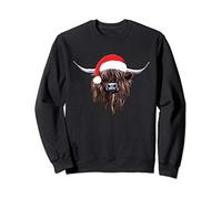 Scottish Highland Cow Christmas Santa Hat Sweatshirt
