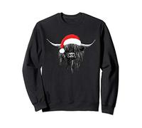 Scottish Highland Cow Christmas Santa Hat Sweatshirt