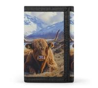 Scottish Highland Cow Cloth Wallet Card with Holder Trifold Pocket Slim Wallets