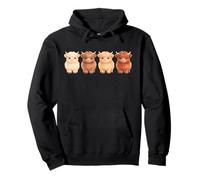 Scottish Highland Cow Cute Farm Animal Cattle Illustration Pullover Hoodie
