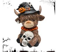 Scottish Highland Cow Decorative Figures, Halloween Decorations for Indoor Use - Table Shelf Decoration for Thanksgiving Desk Garden Apartment Kitchen Home