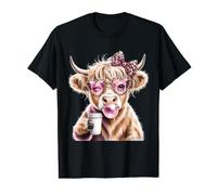 Scottish Highland Cow Eating Bubblegum Value Graphic T-Shirt