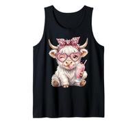 Scottish Highland Cow Eating Gum Bubblegum Tank Top
