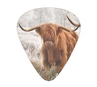 Scottish Highland Cow Guitar Picks 12 Pack Set Guitar Gift for Bass Picks Acoustic Guitars Plectrums with Clear Storage Box