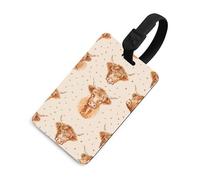 Scottish Highland Cow Luggage Tags for Suitcases Handbag Tag Labels Travel Accessories Privacy Cover ID Label