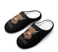 Scottish Highland Cow Men's Memory Foam Slippers Comfort Cotton Slip On House Shoes for Indoor Outdoor 11-12（44-45）
