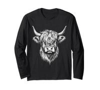 Scottish Highland Cow Messy Bun Scottish Highlander Cow Long Sleeve T-Shirt