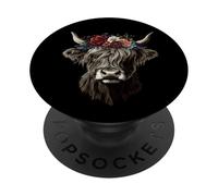 Scottish Highland Cow Messy Bun Scottish Highlander Cow PopSockets Adhesive PopGrip