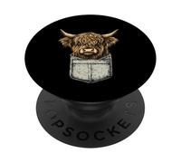 Scottish Highland Cow Messy Bun Scottish Highlander Cow PopSockets Adhesive PopGrip