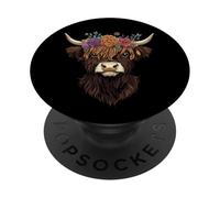 Scottish Highland Cow Messy Bun Scottish Highlander Cow PopSockets Adhesive PopGrip