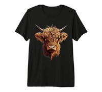 Scottish Highland Cow Messy Bun Scottish Highlander Cow Premium T-Shirt