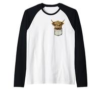 Scottish Highland Cow Messy Bun Scottish Highlander Cow Raglan Baseball Tee