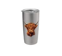 Scottish Highland Cow Messy Bun Scottish Highlander Cow Stainless Steel Insulated Tumbler