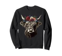 Scottish Highland Cow Messy Bun Scottish Highlander Cow Sweatshirt