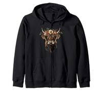 Scottish Highland Cow Messy Bun Scottish Highlander Cow Zip Hoodie