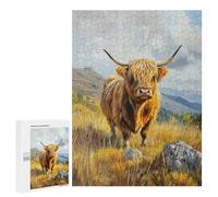 Scottish Highland Cow Painting-3 Puzzle 1000 Teile Schwer Puzzle Spielzeug Lernspiel Impossible Herausforderungsspielzeug Für Erwachsene Kinder 500 PCS