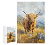 Scottish Highland Cow Painting-3 Puzzle 1000 Teile Schwer Puzzle Spielzeug Lernspiel Impossible Herausforderungsspielzeug Für Erwachsene Kinder 1000 PCS