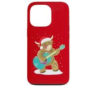 Scottish Highland Cow Plays Guitar In The Christmas Snow Case for iPhone 13 Pro