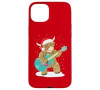 Scottish Highland Cow Plays Guitar In The Christmas Snow Case for iPhone 15 Plus