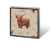 Scottish Highland Cow Round Brooch Pin Lapel Pins Tie Suit Dress Accessories Wedding Birthday for Men Women