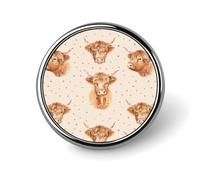Scottish Highland Cow Round Pin Brooch Enamel Lapel Badges Jewelry Decor for Backpack Hats