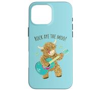 Scottish Highland Cow Says "Rock Aye The Moo!" Case for iPhone 16 Pro Max